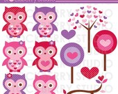 Valentine Owls Personal and Commerical Use Clipart Set - Instant Download Il_170x135