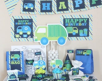 Garbage Truck Birthday Decorations - Recycle Truck - DIY Printable - Party Kit - Instant Download - Garbage Truck