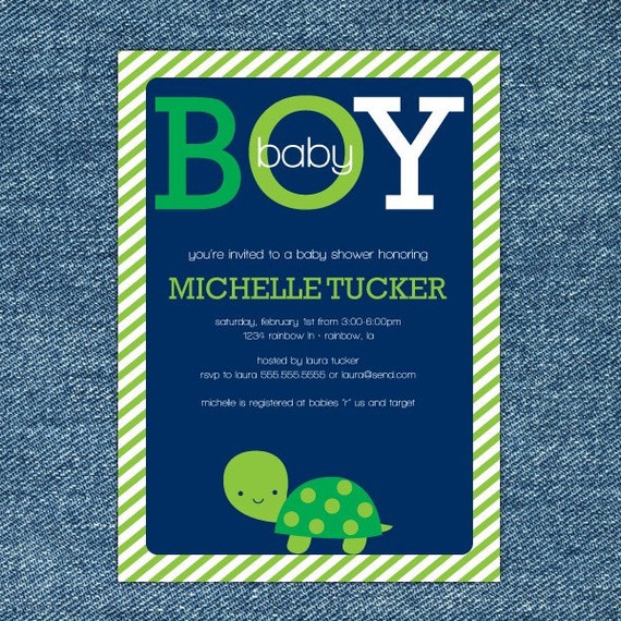 Free Printable Turtle Baby Shower Invitations 8