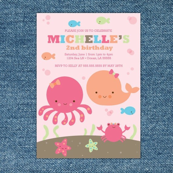 Under the Sea Girl Birthday Party Printable Invitation Il_570xn