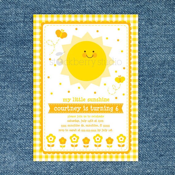 You Are My Sunshine Invitation Printable - Girl 1st Birthday Invitations - Girl First Birthday Invites - Yellow Birthday - 2nd Birthday Il_570xn