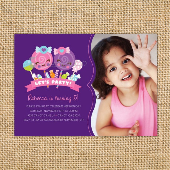 Candy Sweet Shop Girl Birthday Printable Photo Invitation Il_570xn