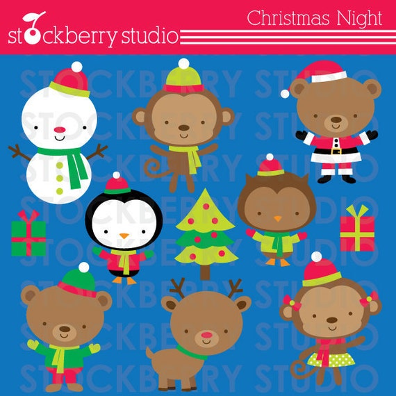 Christmas Night Personal and Commerical Use Clipart Set - Instant Download Il_570xn
