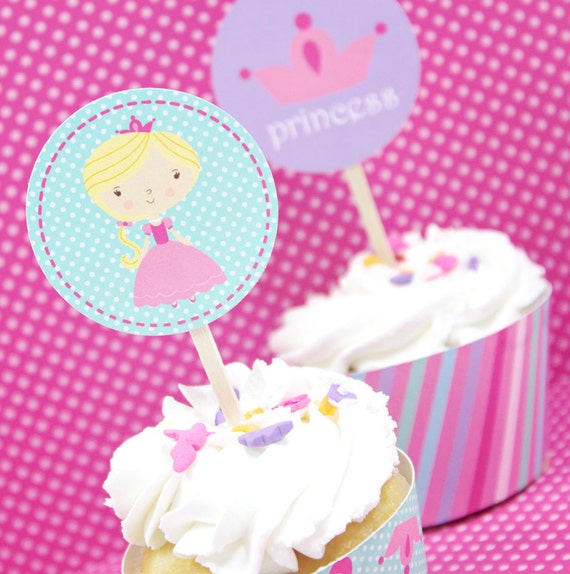 Princess Cupcake Toppers Princess Birthday Favor Tags