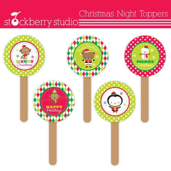 Christmas Printable Cupcake Toppers - Instant Download Il_570xn