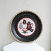 Vintage Kaffee Klatch Tole Folk Art Metal Serving Tray Black Gold Red White HUGE