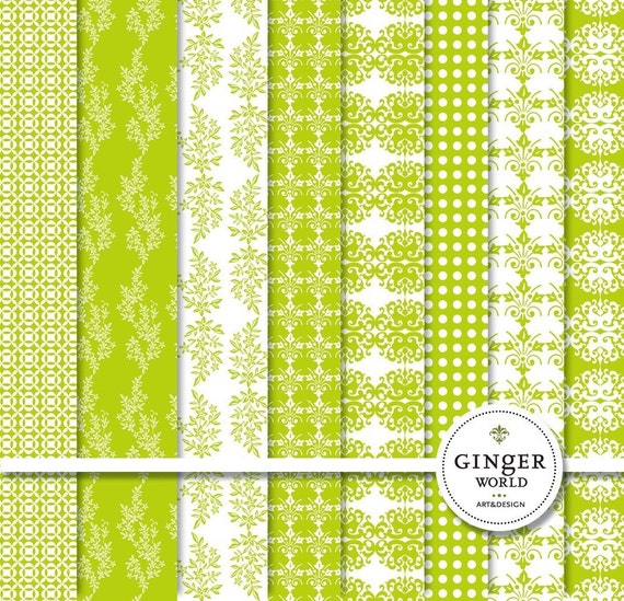 Items similar to Lime Green Digital Paper sheet Pattern Background ...