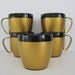 Mugs Cups Set Thermo Serv Gold Black Mid Century Modern Retro