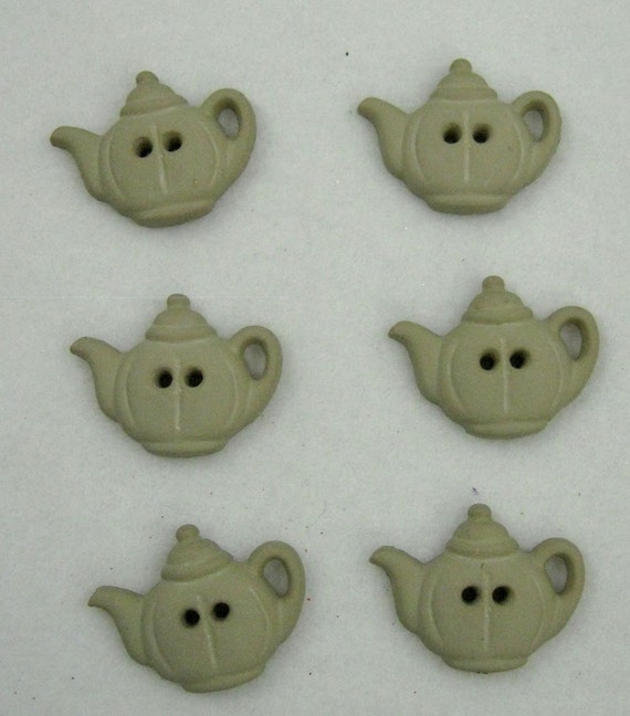 Items similar to Gray Green Teapot Buttons on Etsy