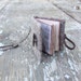 Mini notebook - key chain coin grey journal felted wool rustic paper unisex shabby chic for him dad dude oht man boy