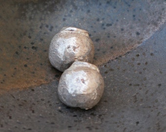Rustic silver pomegranate stud earrings, small round pomegranate earrings, made of fine silver.