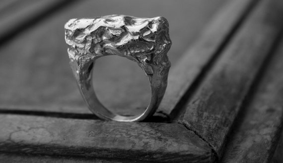 Meltdown Silver ring sterling silver statement ring