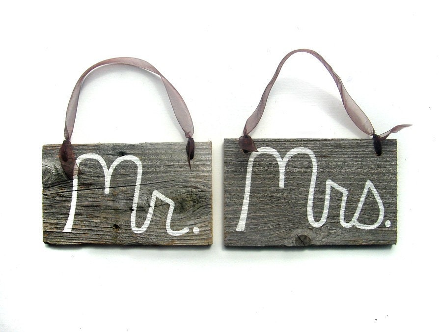 Barn Wood Mr. and Mrs. Signs by ShandrusCreations on Etsy