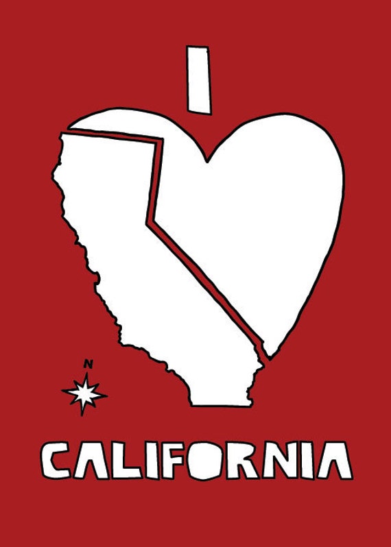 Items similar to I love California, 5x7 print on Etsy