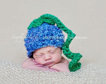 PDF Instant Download Easy Crochet Pattern No 211 Blueberry Hat and Photo Prop Sizes preemie, newborn, 0-3, 3-6 months