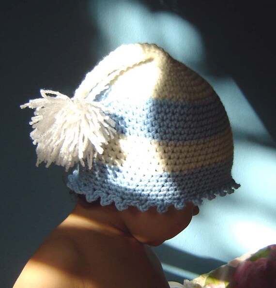 PDF Elf Striped Pom Hat DOWNLOADABLE Crochet Pattern No061