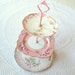 Alice Takes Dessert, Pink Tiered Cupcake Stand or Tea Display, 3 Vintage Plates for Wedding Candy Bar, Princess Birthday or Bridal Shower