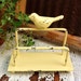 Bird Business Card Holder-Desk Accessories-Light Yellow Office Decor-Old Fashioned-Fresh-Buttercup Modern Yellow -Bright Metal-Office-Spring
