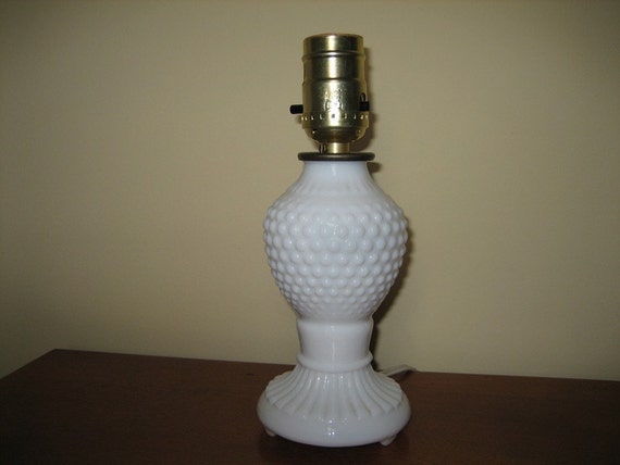 on SwanVintageFinds Lamp milk lamp hobnail  Base Hobnail by glass Etsy White Milk Glass base