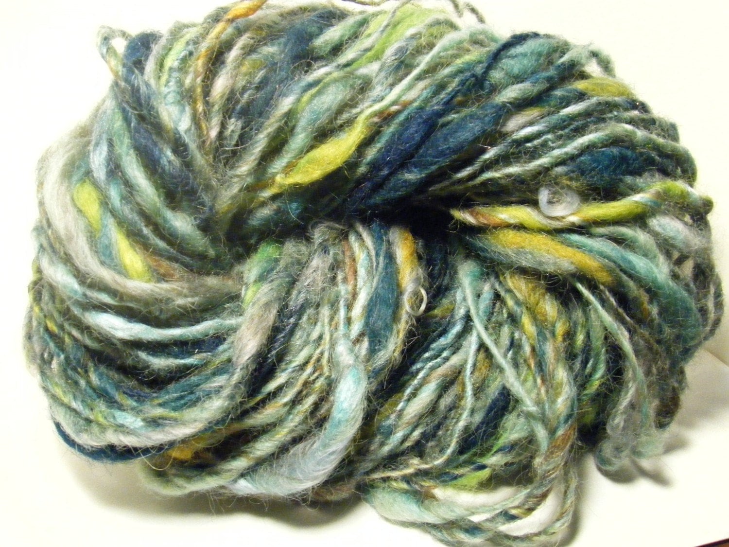 Sea Glass handspun hand dyed art yarn thick and thin