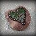 Green and Copper Heart Shaped Mosaic Paperweight / Garden Stone