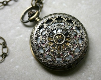 Mechanical Pocket Watch with Moving Gears - wind up
