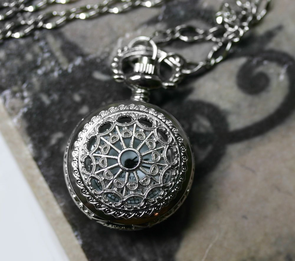 Steampunk Pocket Watch Necklace - Silver Mini-Maritime