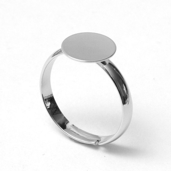 10 pcs Silver Adjustable Ring Blanks Bases, Cabochon Cameo Setting ...