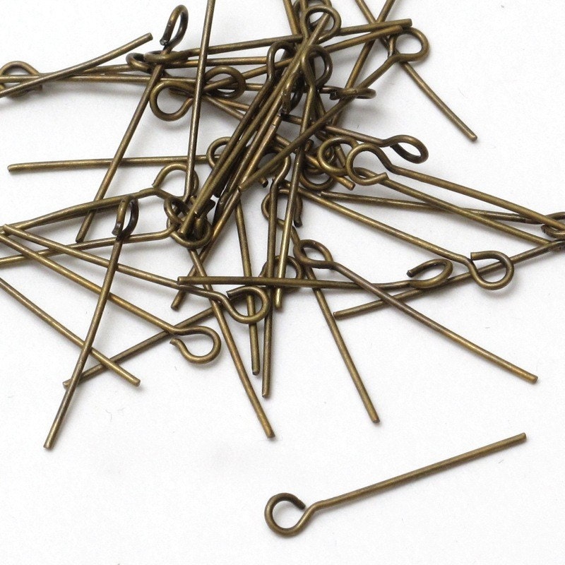 1000 pcs Brass Bronze Eye Pins Eyepins Bulk by mixnmatchsupplies