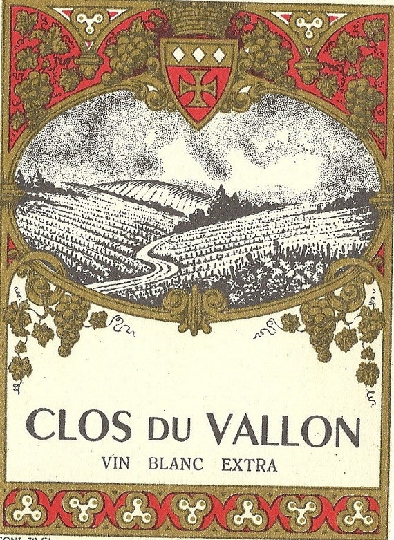 Clos du Vallon ( White Wine ) Label, 1930's