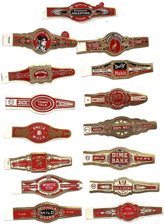 vintage cigar band set 1920s 15 bands