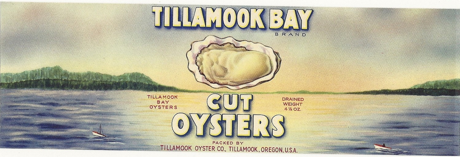 Tillamook Bay Oysters Vintage Can Label 1930s