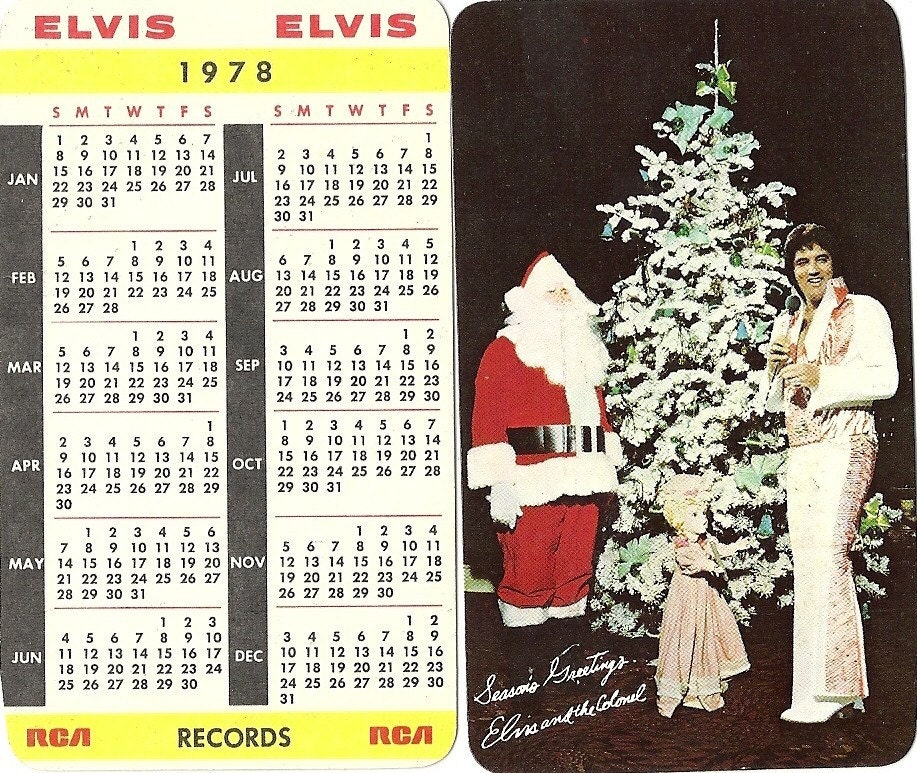 Vintage Elvis Presley Pocket Calendar 1978