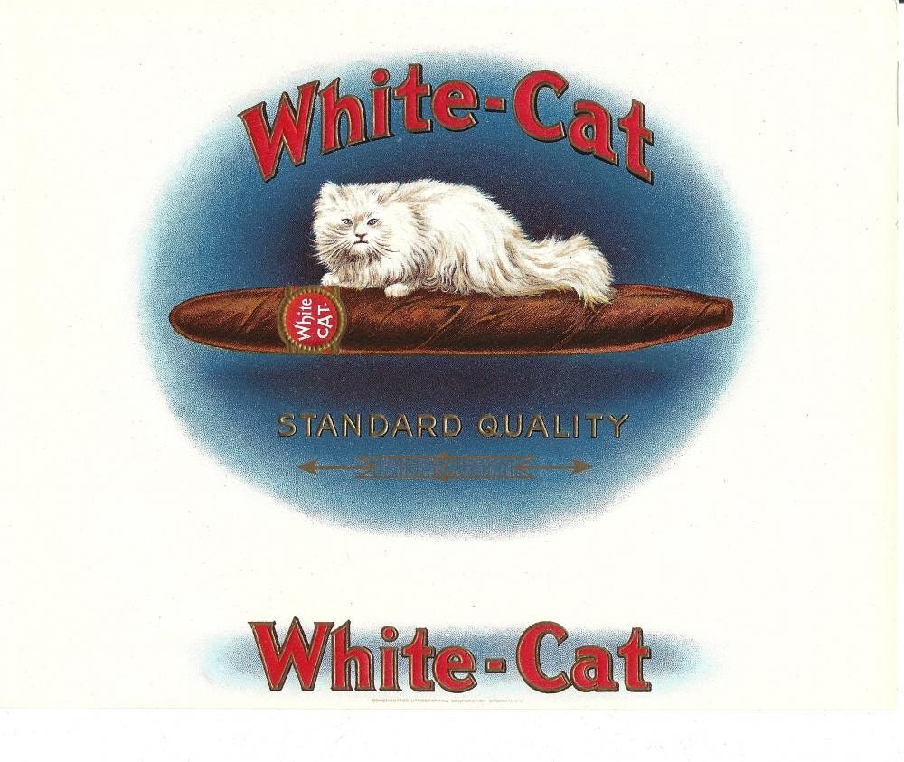 White-Cat Vintage Cigar Label 1920s