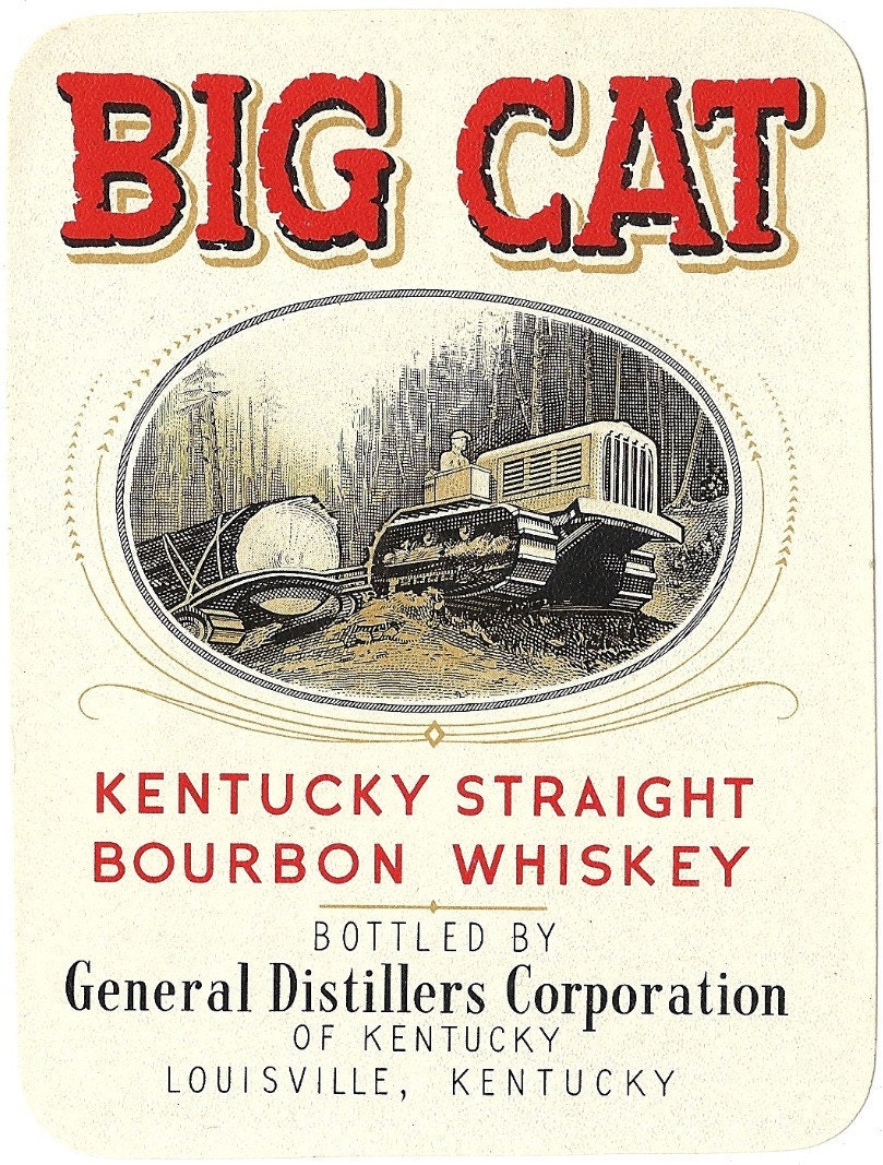 Big Cat Kentucky Straight Bourbon Whiskey Label 1940