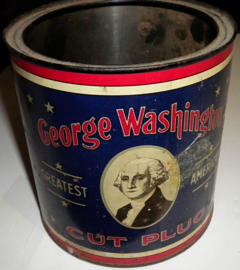 George Washington Cut Plug Tobacco Tin 1920s