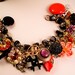 Happy Owloween Repurposed Vintage Jewelry Charm Bracelet one of a kind