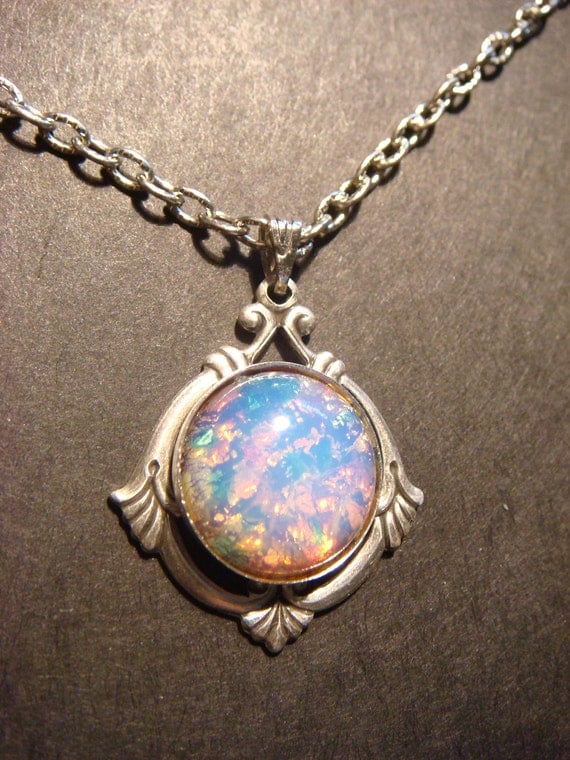 Victorian Style Fire Opal Necklace in Antique by ClockworkAlley