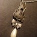 Victorian Steampunk Key Hole Necklace with Bow and Pearl Drop