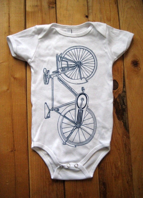 Items similar to Screen Printed American Apparel Bicycle Onesie (You ...