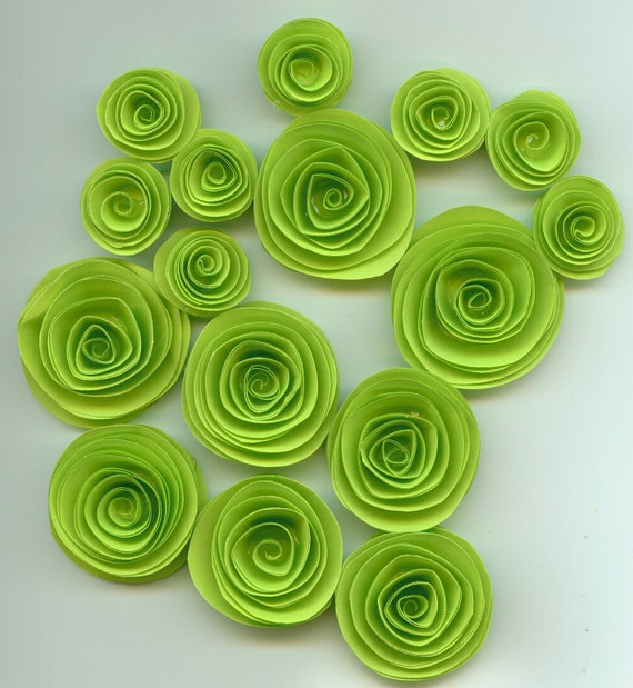 Terra Green Handmade Spiral Paper Flowers
