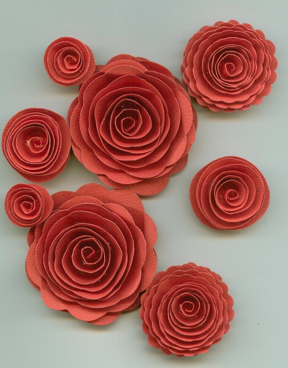 Pink Coral Rose Spiral Paper Flowers for Weddings Bouquets