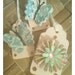 THREE Victorian Trio Parisian Paper Rosette Glittery Butterfles Taupe Rose Seaform Cream Embellished Handmade All Occasion Gift Tags