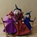 Granny Gigglewyck the Witch & her grandchildren, handsculpted miniature dolls in 1/12th (one inch) scale