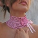 Crocheted choker/necklace with PINK glass beads
