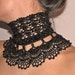 Crocheted High Collar Necklace choker with BLACK Fire-Polished acrylic Beads