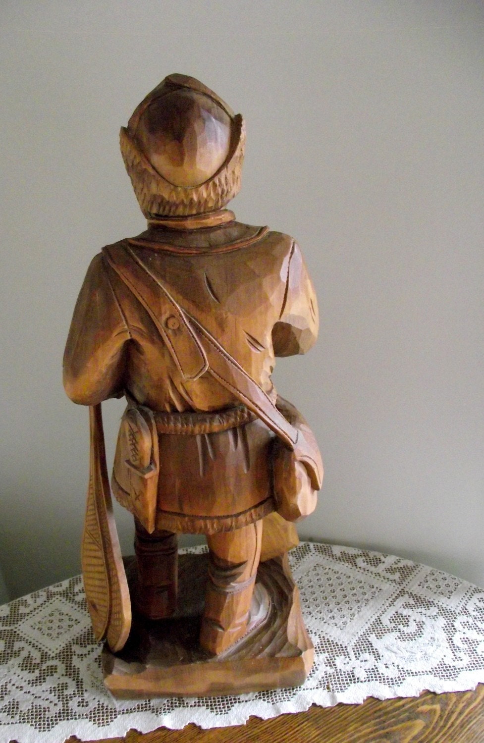 Canadian Wood Carving Woodsman Figure Vintage Wood Carving by