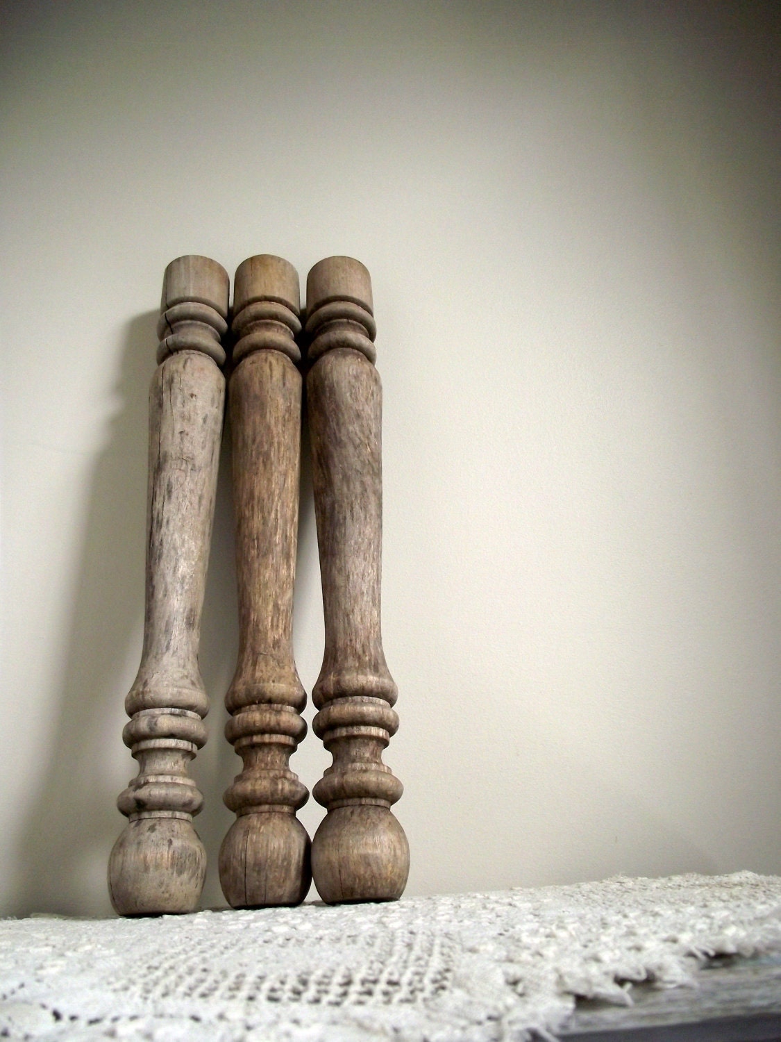 Salvaged Wood Furniture Legs Vintage Turned Wood Weathered