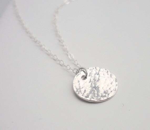 Sterling Silver Hammered Disc Necklace by GemPassionJewelry