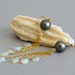 Tahitian Pearl, Australian Opal Long Flapper Earrings